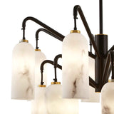 Amatti Chandelier -  Alabaster Effect, Black & Brass