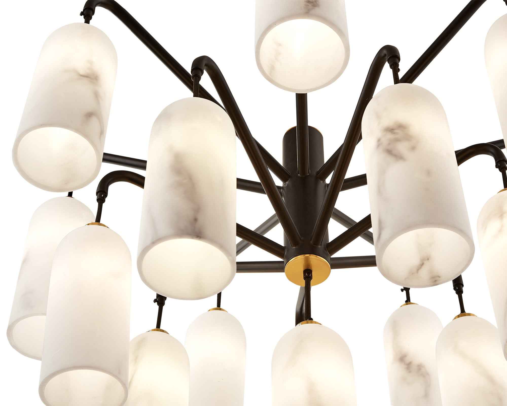 Amatti Chandelier -  Alabaster Effect, Black & Brass