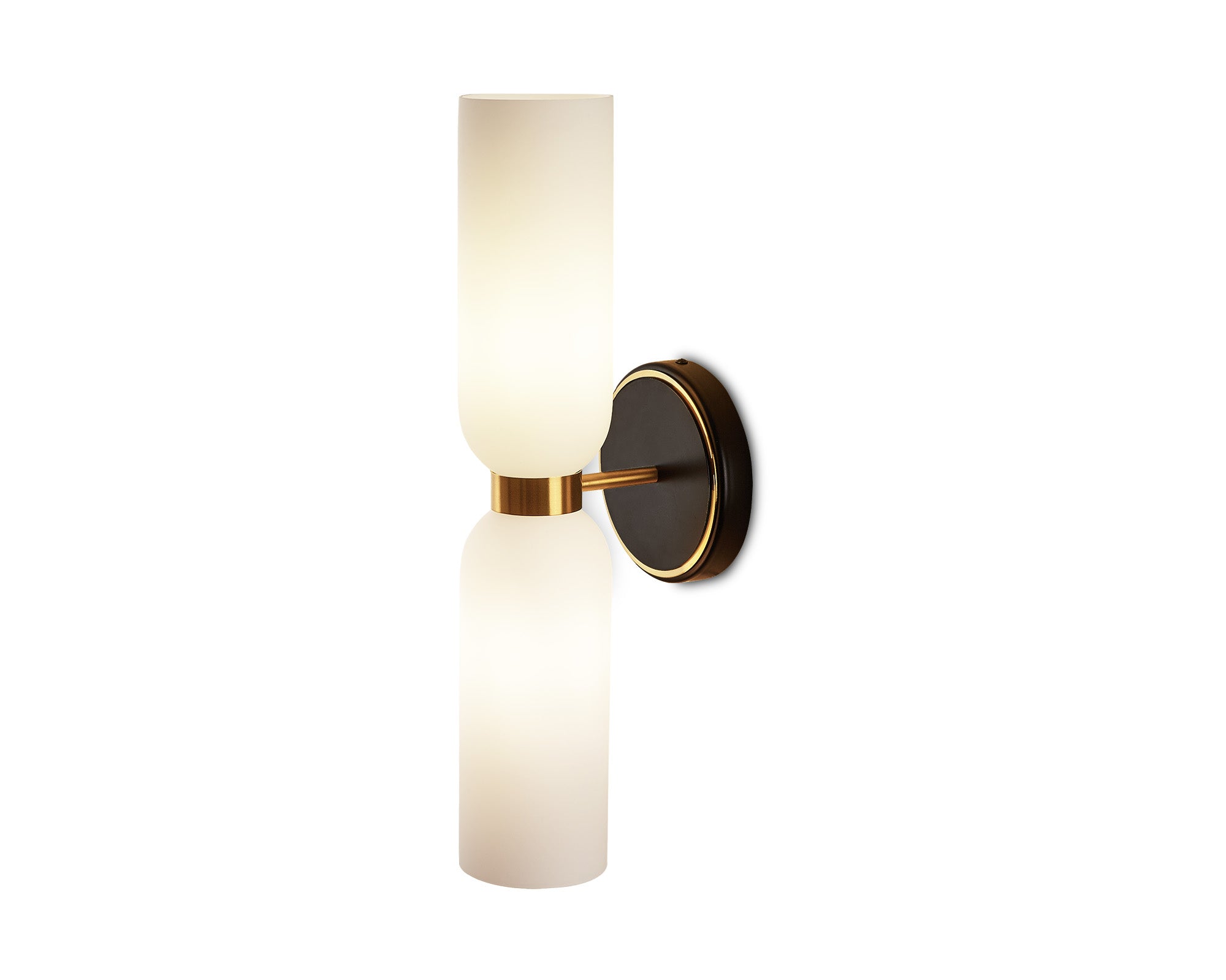 Pawson Wall Light  -  White,  Black & Brass
