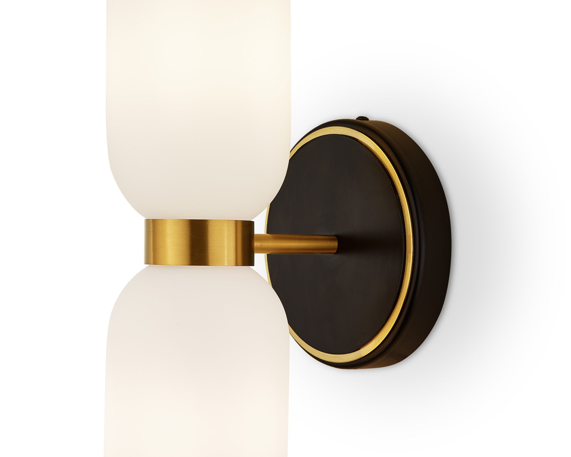Pawson Wall Light  -  White,  Black & Brass