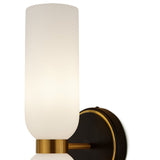 Pawson Wall Light  -  White,  Black & Brass