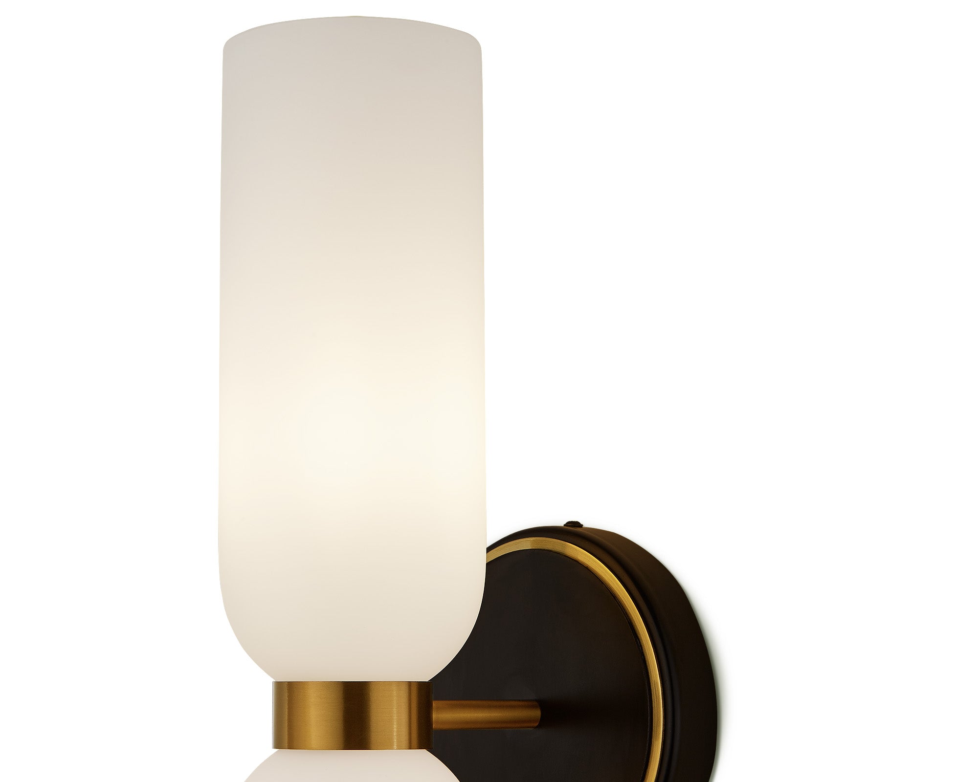 Pawson Wall Light  -  White,  Black & Brass