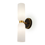 Pawson Wall Light  -  White,  Black & Brass