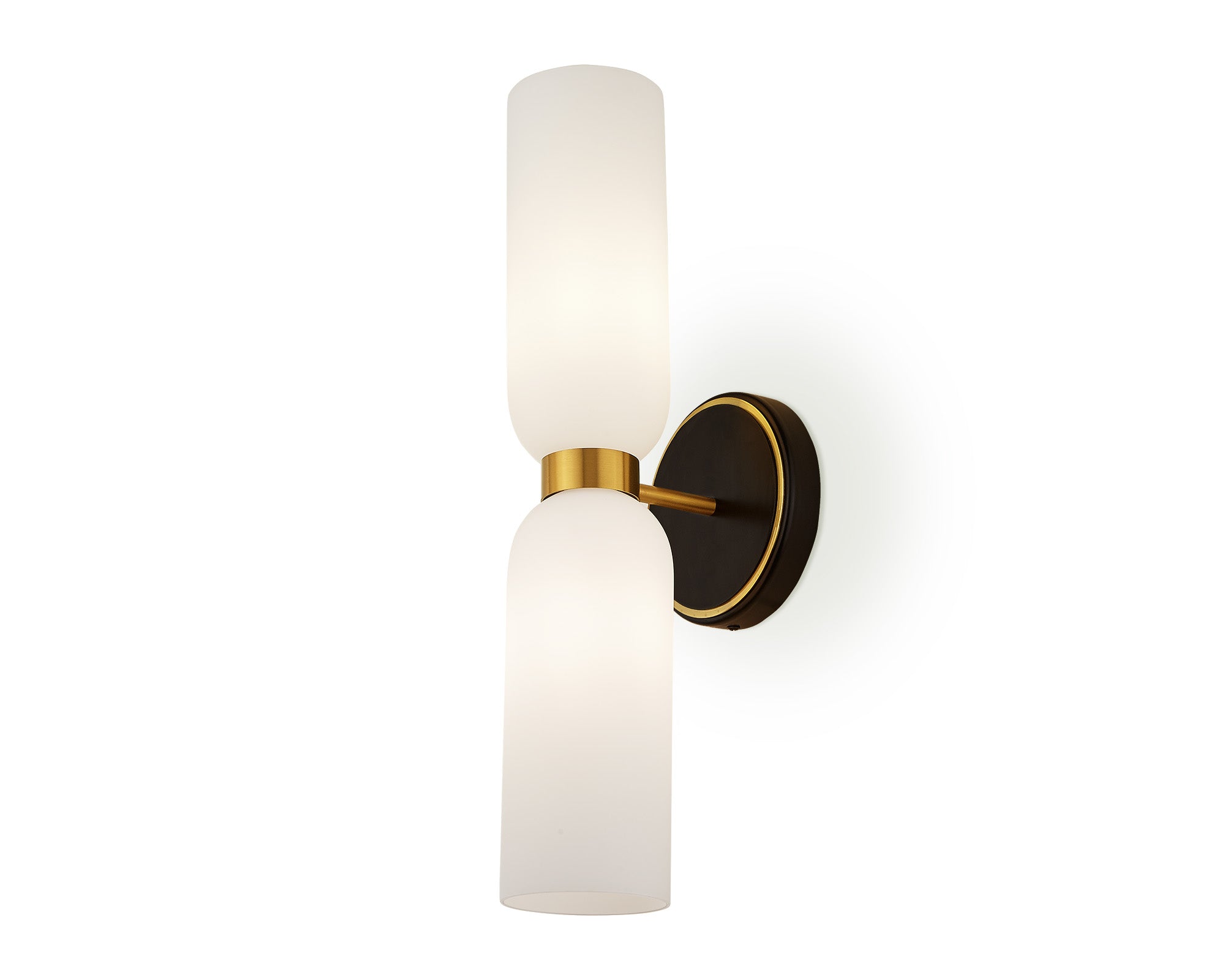 Pawson Wall Light  -  White,  Black & Brass