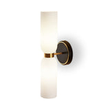 Pawson Wall Light  -  White,  Black & Brass