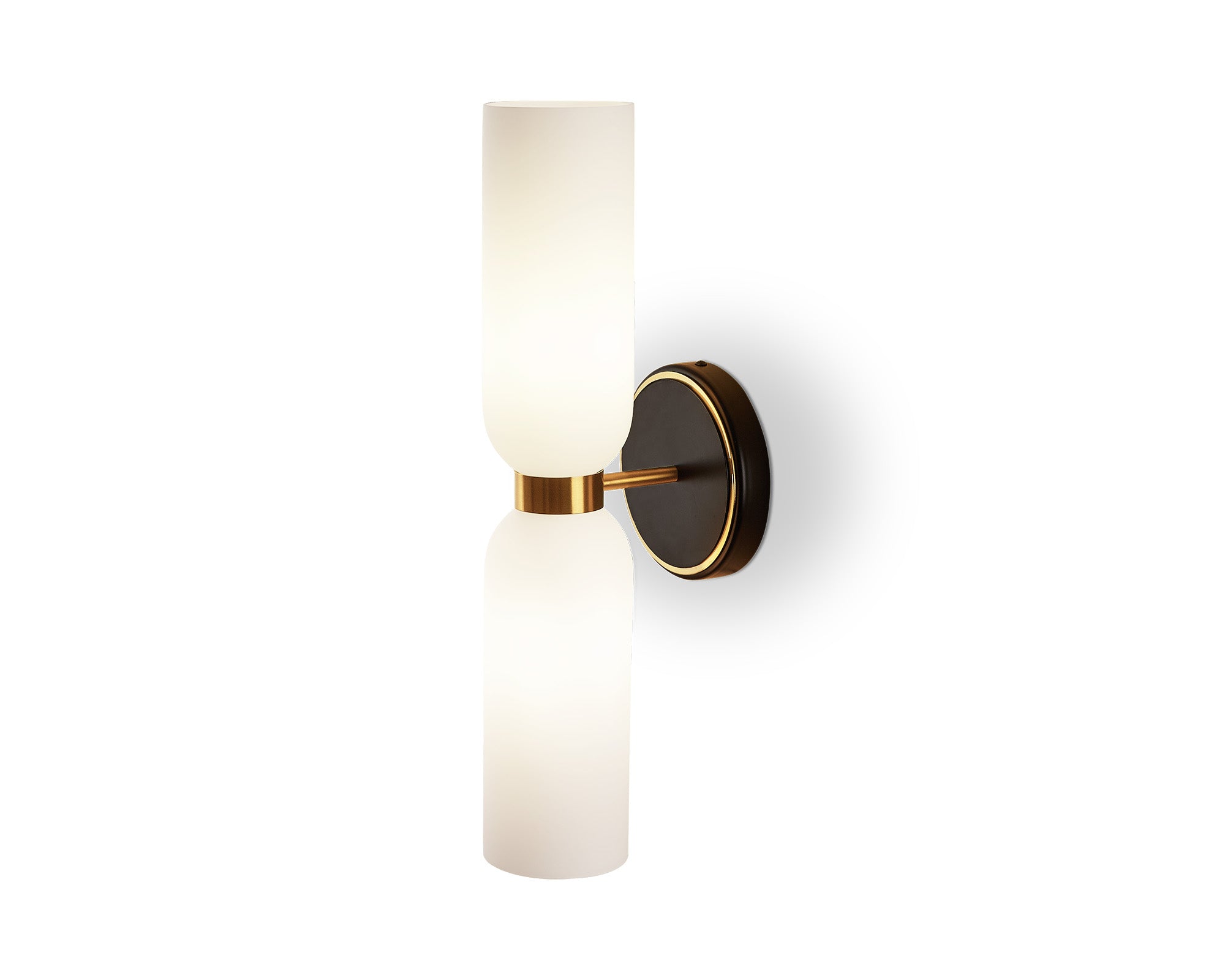 Pawson Wall Light  -  White,  Black & Brass