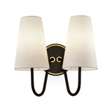 Gildan Wall Light  -  White,  Black & Brass