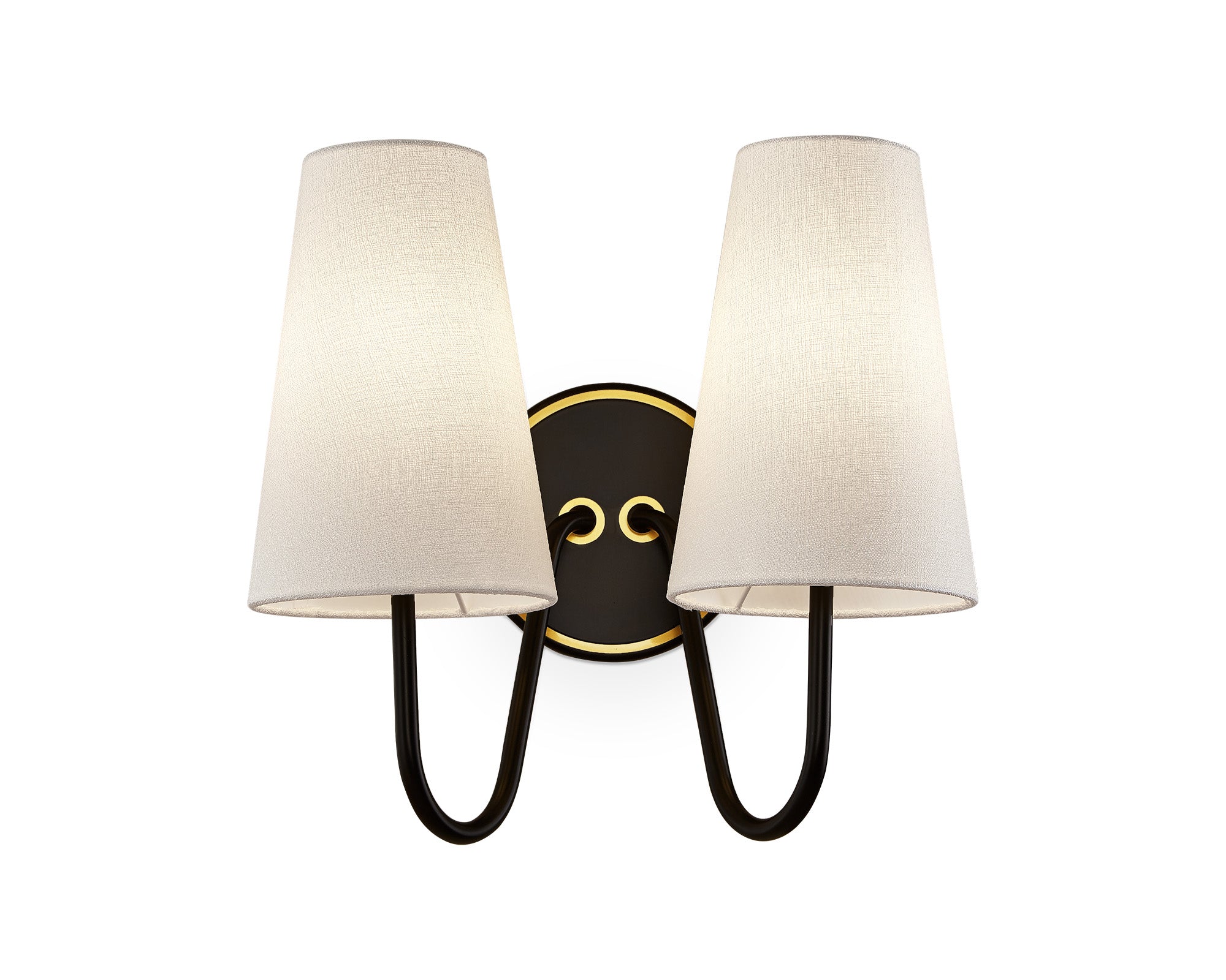 Gildan Wall Light  -  White,  Black & Brass