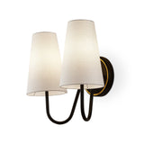 Gildan Wall Light  -  White,  Black & Brass