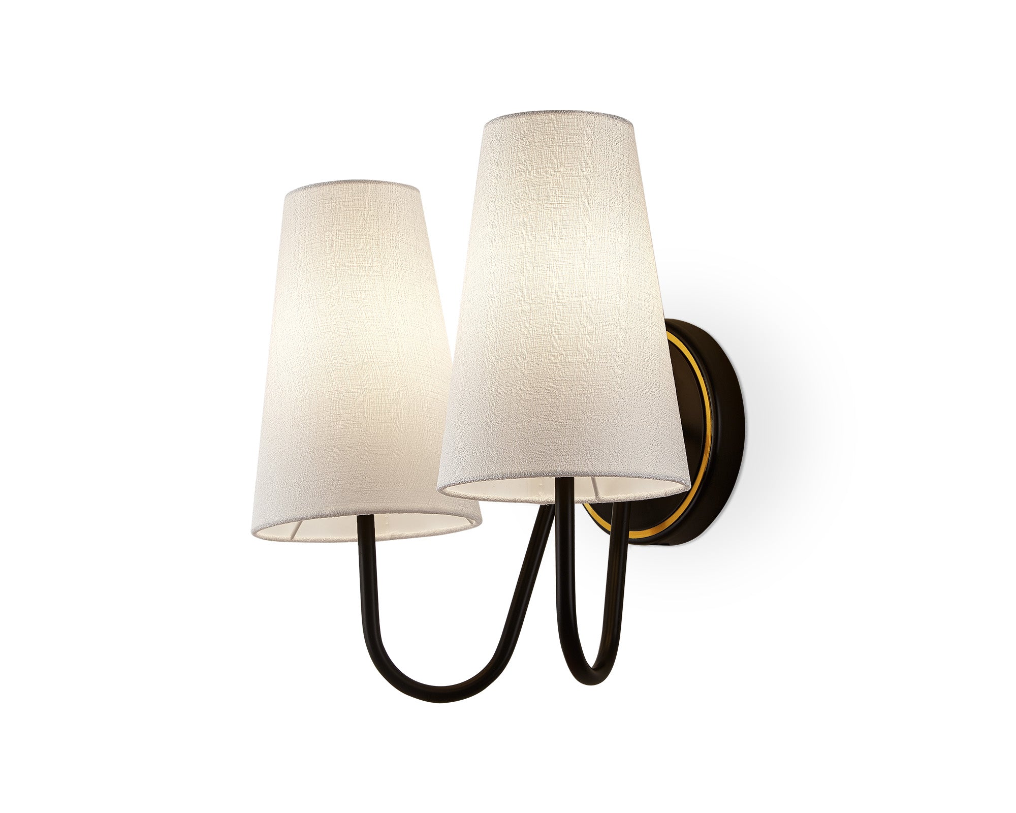 Gildan Wall Light  -  White,  Black & Brass