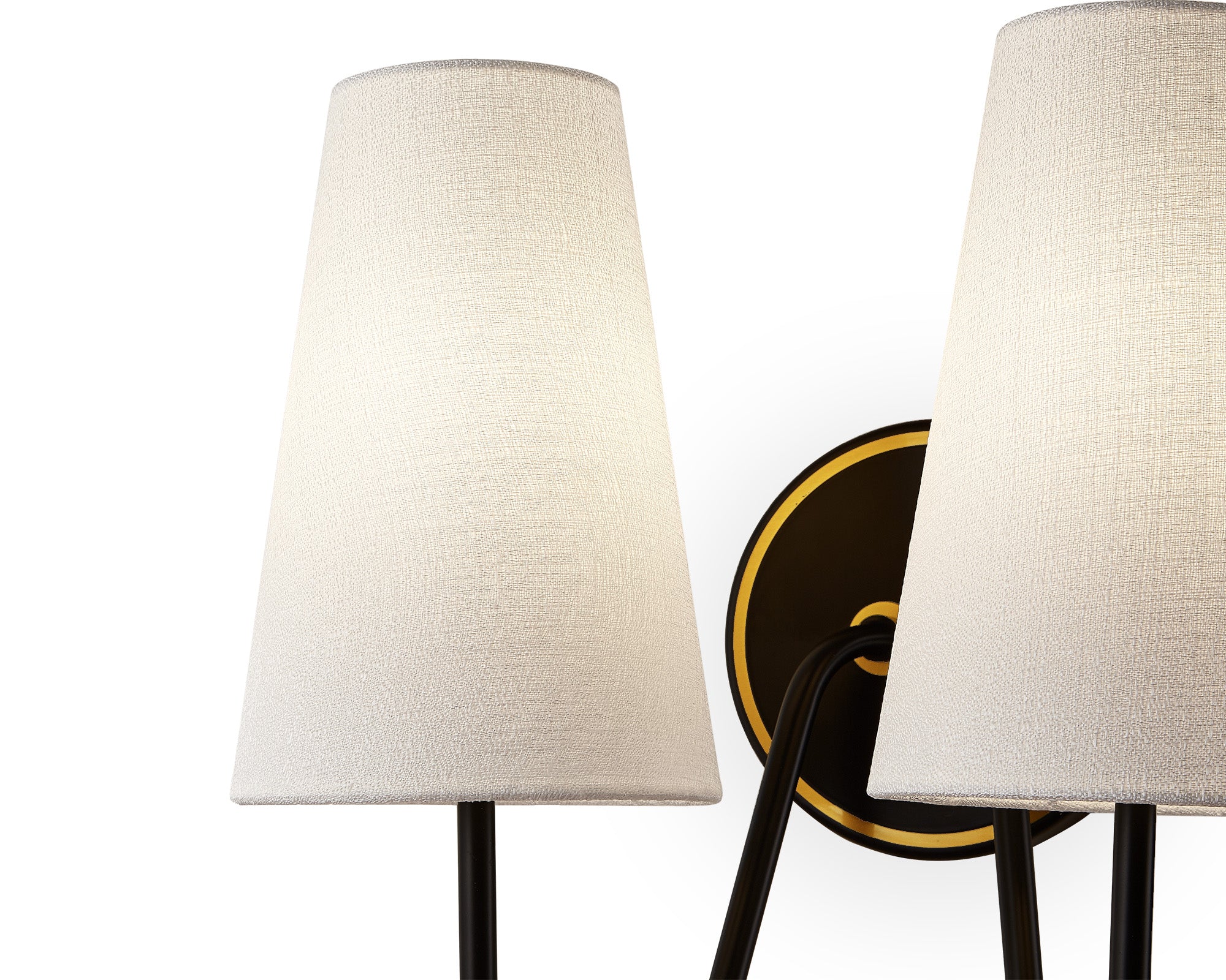 Gildan Wall Light  -  White,  Black & Brass