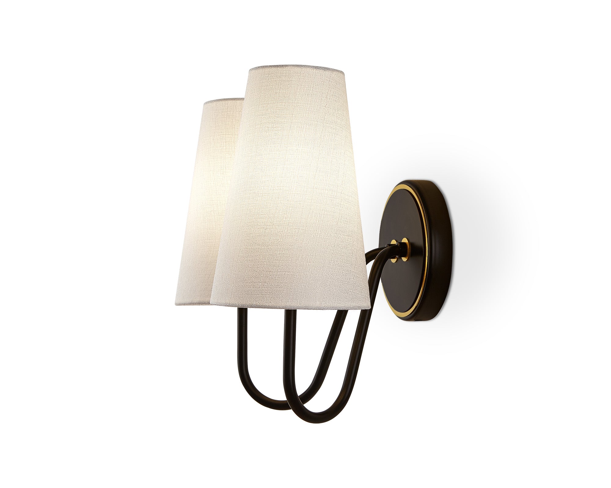 Gildan Wall Light  -  White,  Black & Brass