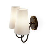 Gildan Wall Light  -  White,  Black & Brass