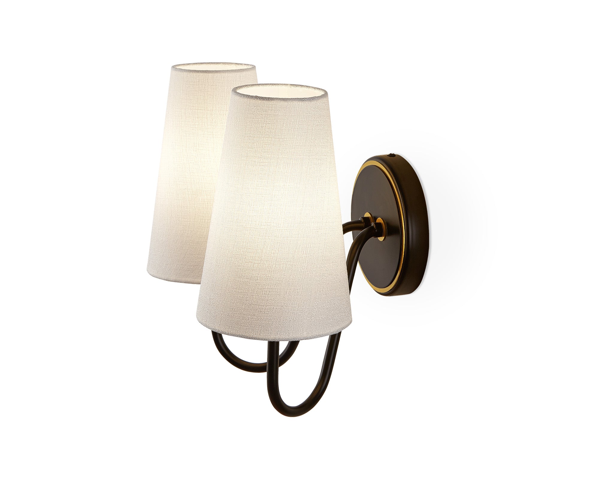 Gildan Wall Light  -  White,  Black & Brass