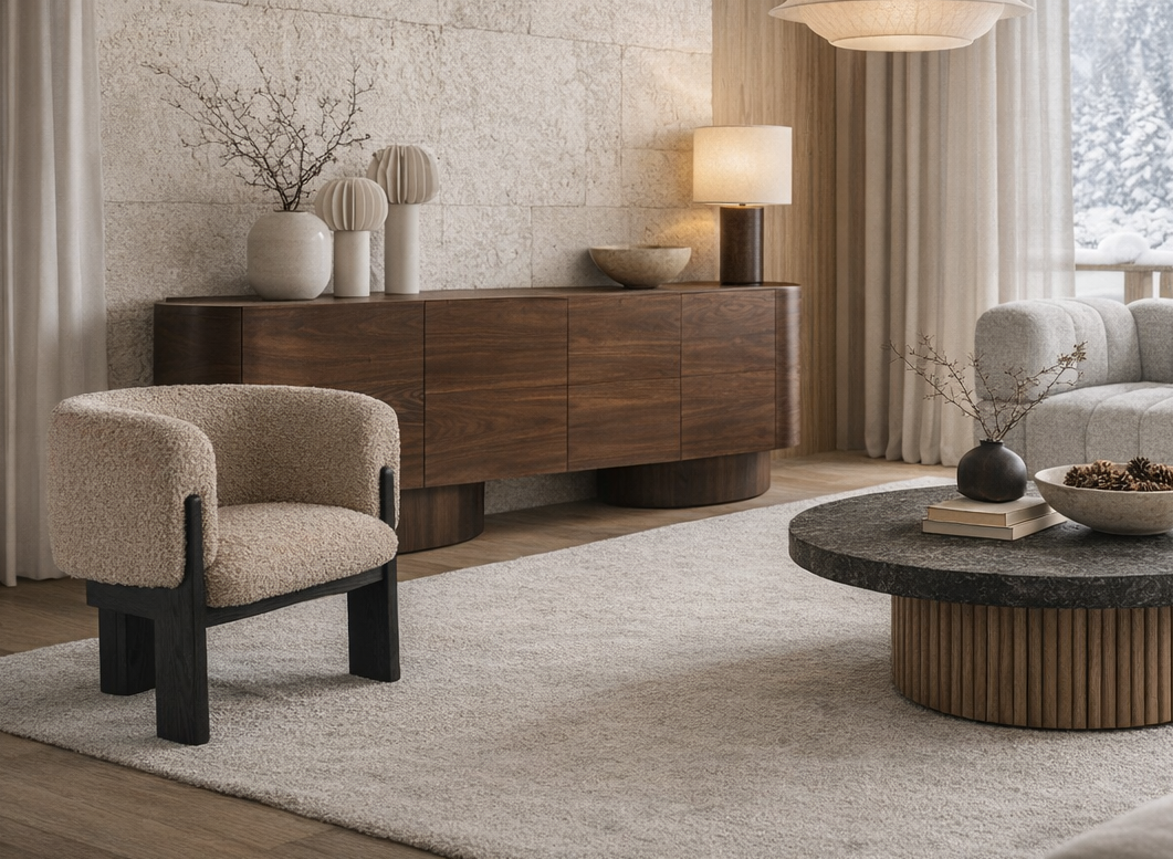 Liang & Eimil Lucca Dining Chair - Beverly Boucle Espresso Grey & Matt Black Oak