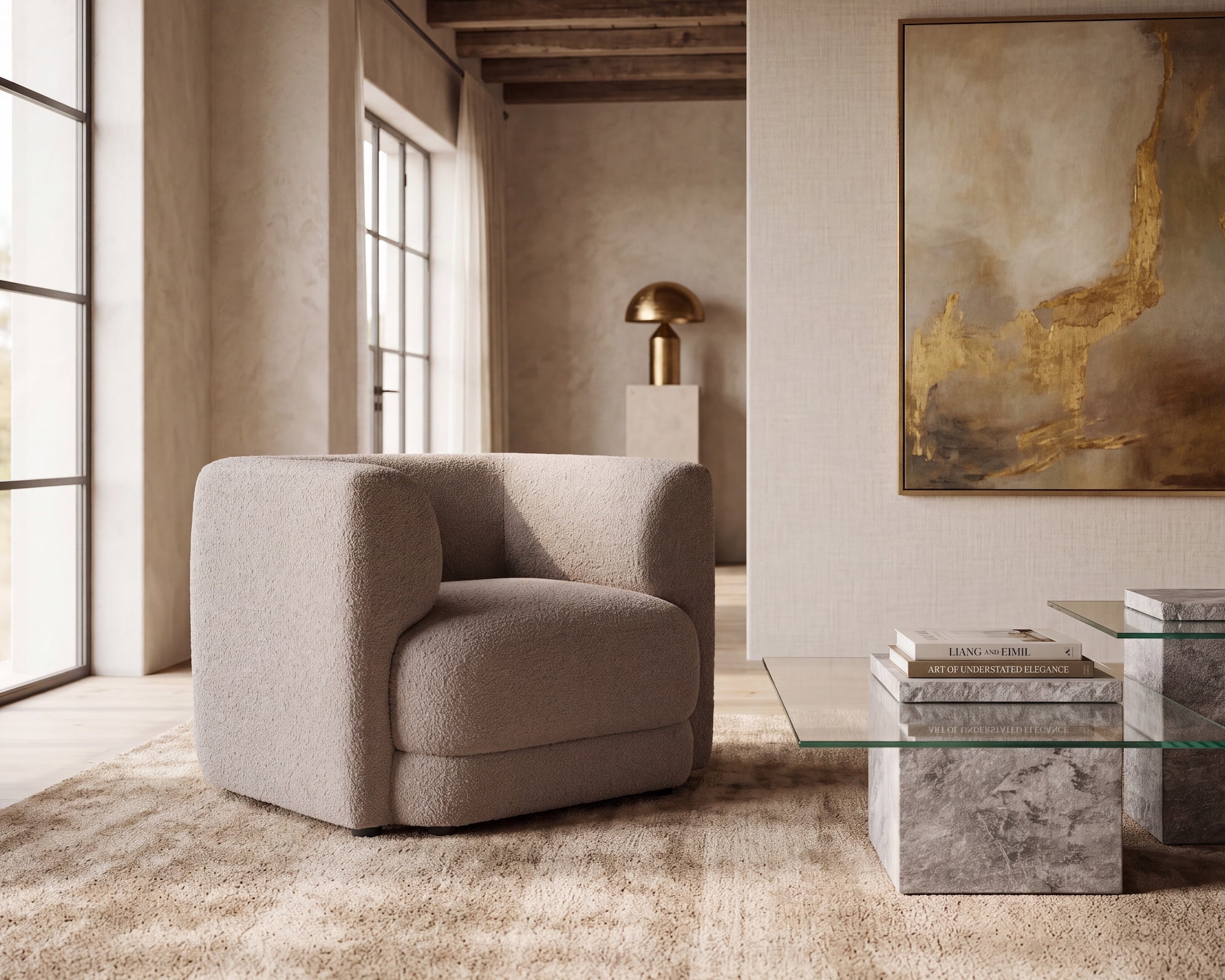 Liang & Eimil Lexington Occasional Chair – Beverly Boucle Espresso Grey