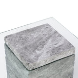 Rock Side Table  -  Grey Faux Marble