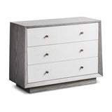 Otilia Chest Of Drawer  -  Silver Grey & White Saw Cut Finish