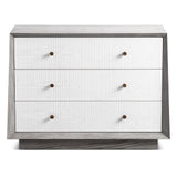 Otilia Chest Of Drawer  -  Silver Grey & White Saw Cut Finish