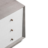 Otilia Chest Of Drawer  -  Silver Grey & White Saw Cut Finish