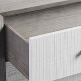 Otilia Chest Of Drawer  -  Silver Grey & White Saw Cut Finish