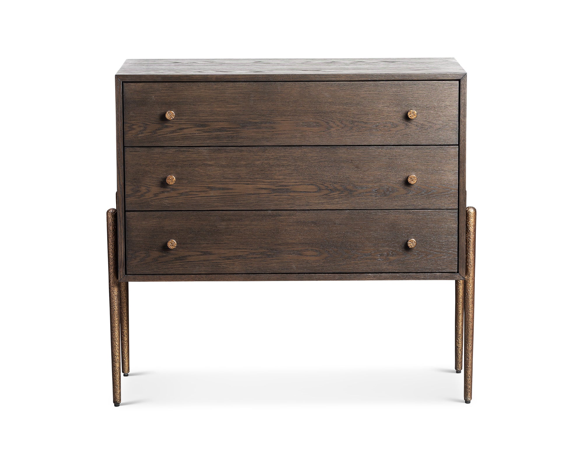 Nella Chest Of Drawer  -  Dark Brushed Brown & Hammered Dark Bronze