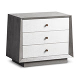 Otilia Bedside Table  -  Silver Grey & White Saw Cut Finish
