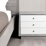 Otilia Bedside Table  -  Silver Grey & White Saw Cut Finish