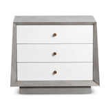 Otilia Bedside Table  -  Silver Grey & White Saw Cut Finish