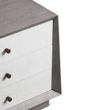 Otilia Bedside Table  -  Silver Grey & White Saw Cut Finish