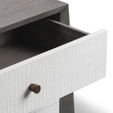 Otilia Bedside Table  -  Silver Grey & White Saw Cut Finish