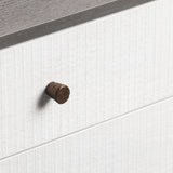 Otilia Bedside Table  -  Silver Grey & White Saw Cut Finish