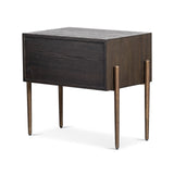Nella Bedside Table  -  Dark Brushed Brown & Hammered Dark Bronze