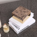 Lina Marble Storage Box  -  Coffee and Gold