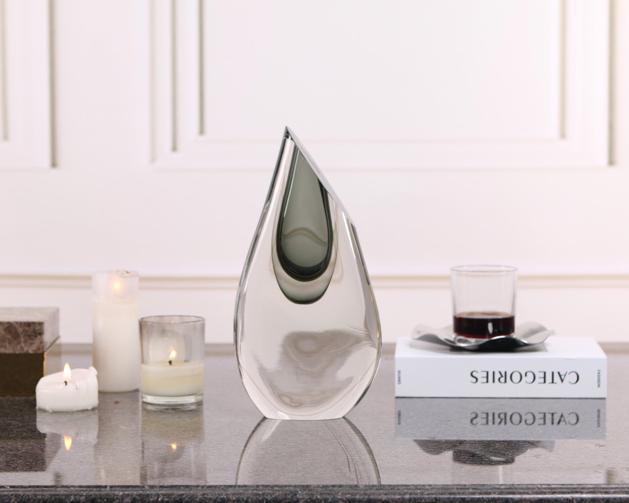 Fyre Vase  - Grey Glass