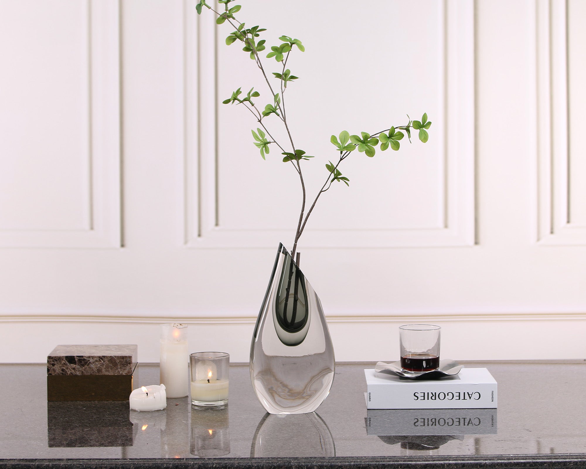 Fyre Vase  - Grey Glass