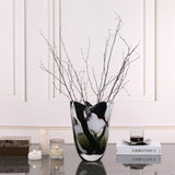 Natasha Glass Vase  -  Black and Grey