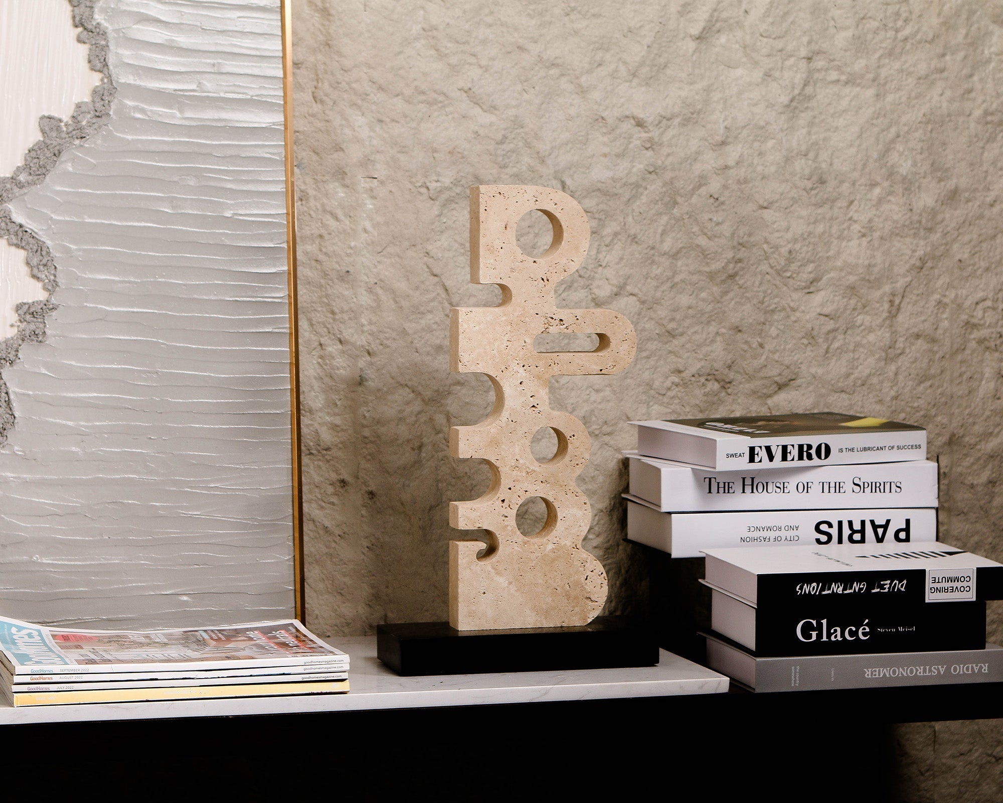 Sculpted Serenity Sculpture  -  Beige & Black