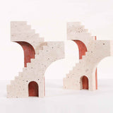 Arched Legacy Sculpture - Beige Marble & Red Marble