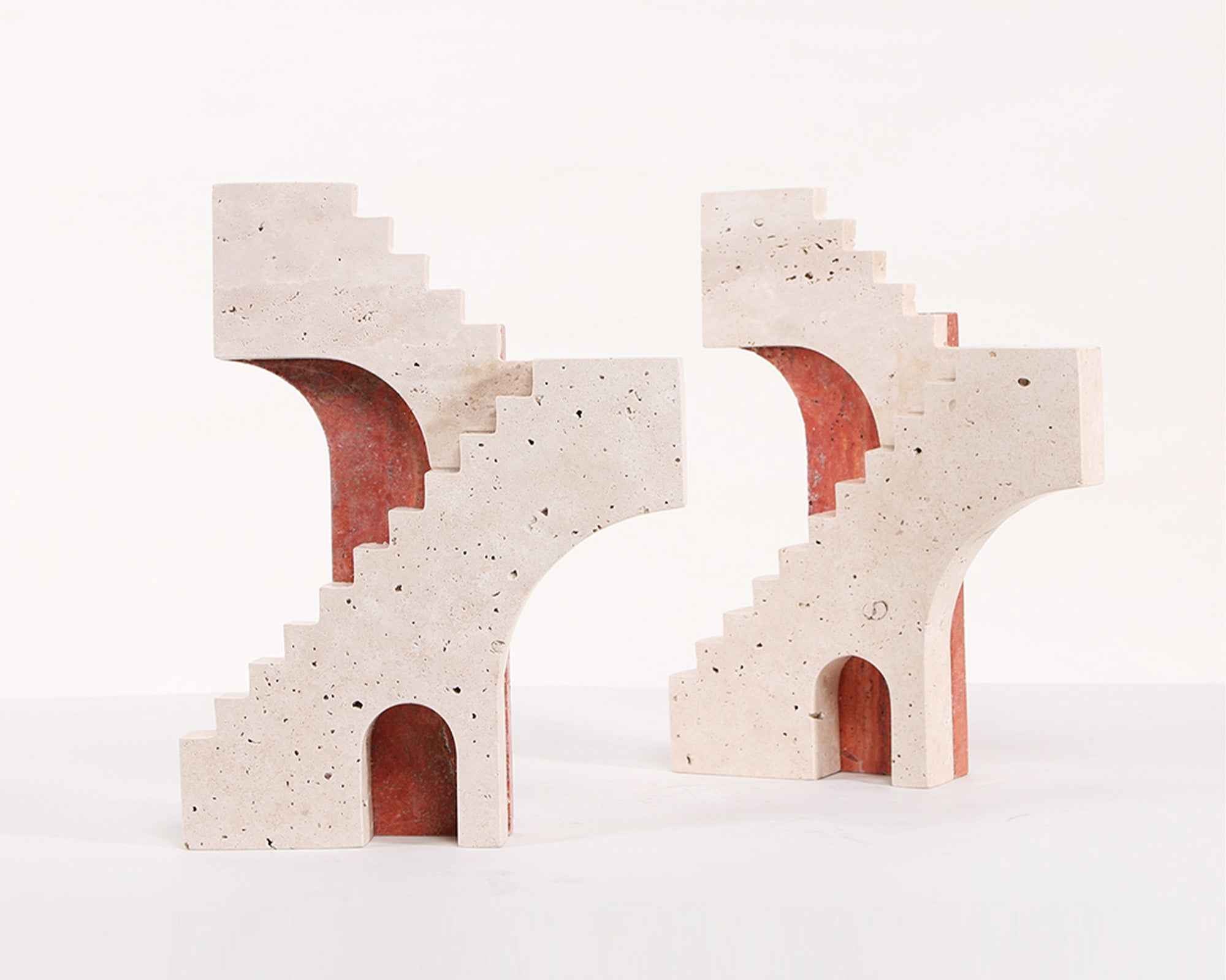 Arched Legacy Sculpture - Beige Marble & Red Marble