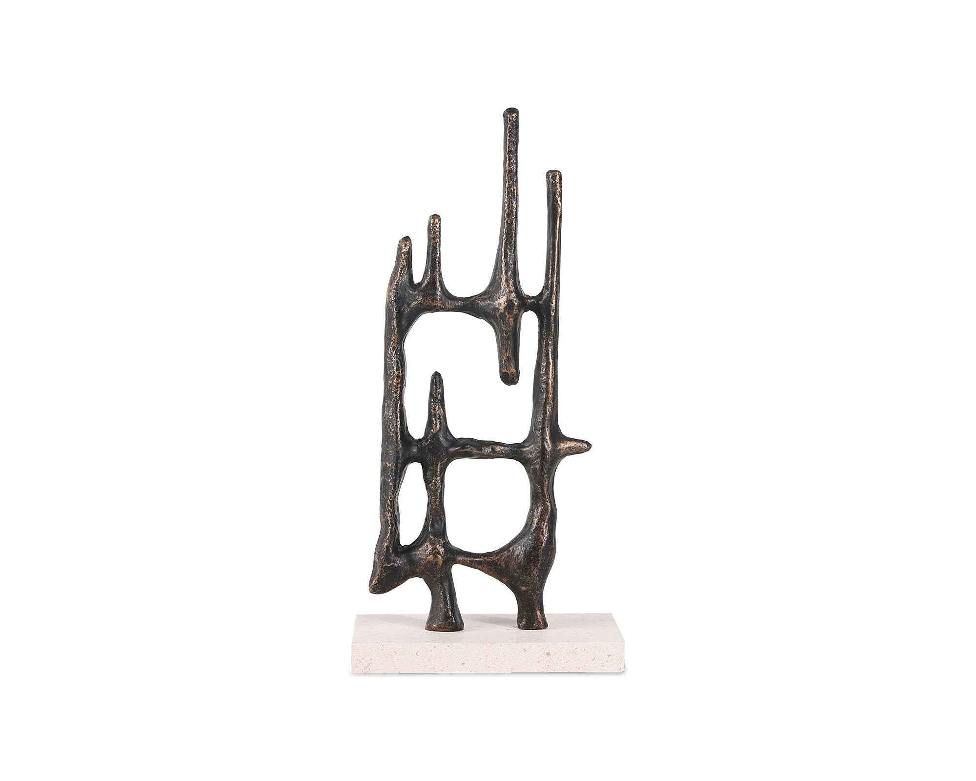 Athena Poise Sculpture - Dark Bronze & Beige