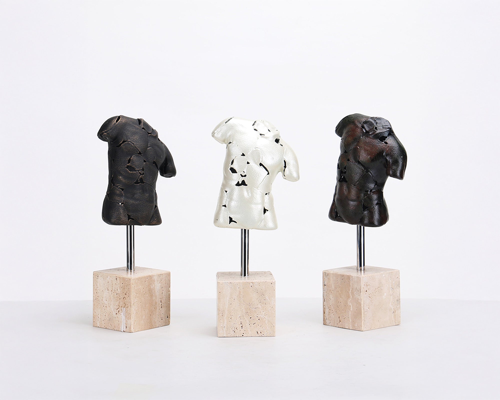 Scarred Elegance Sculpture  -  Dark Bronze & Beige