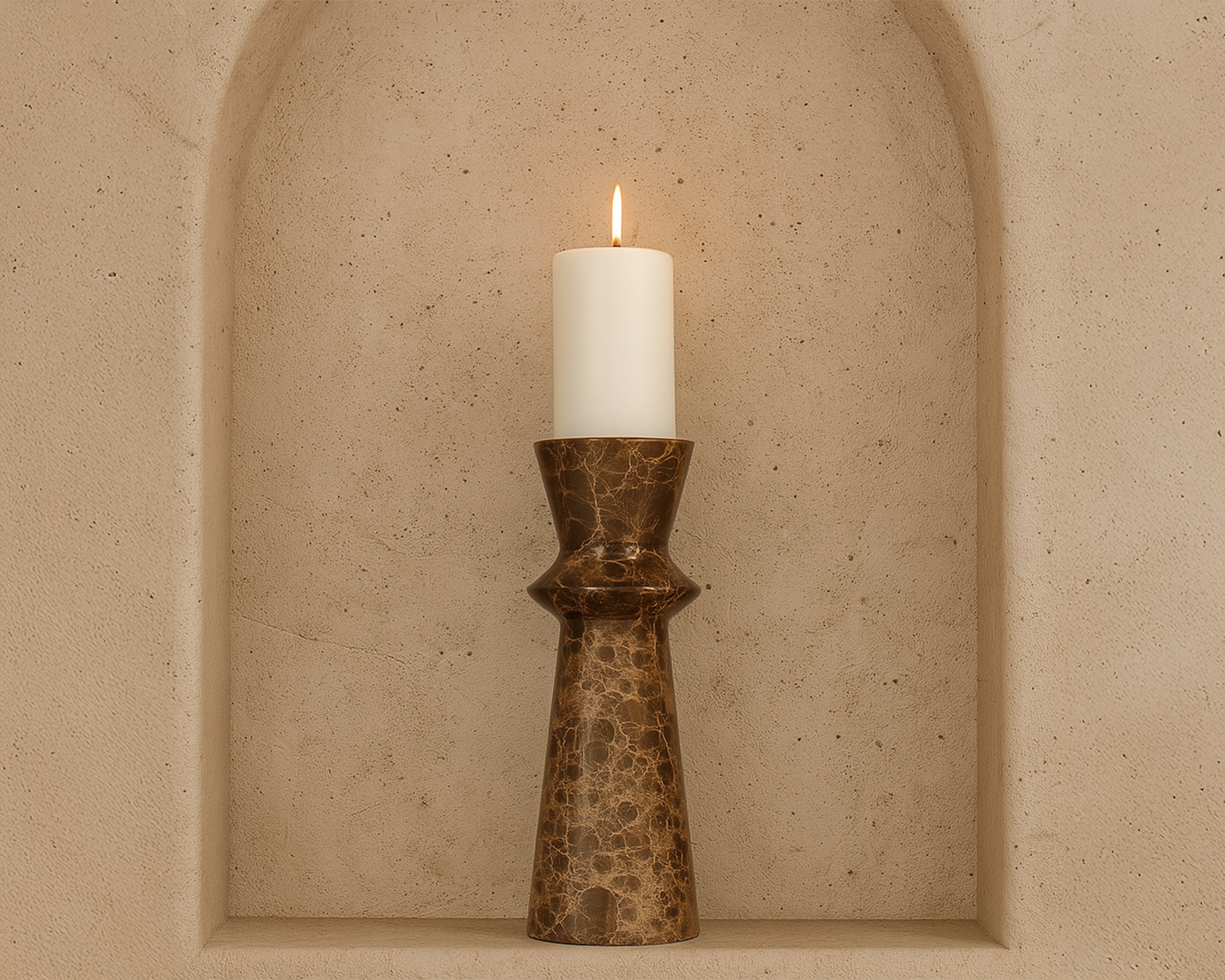 Liang & Eimil Melora Candle Holder – Dark Brown Marble