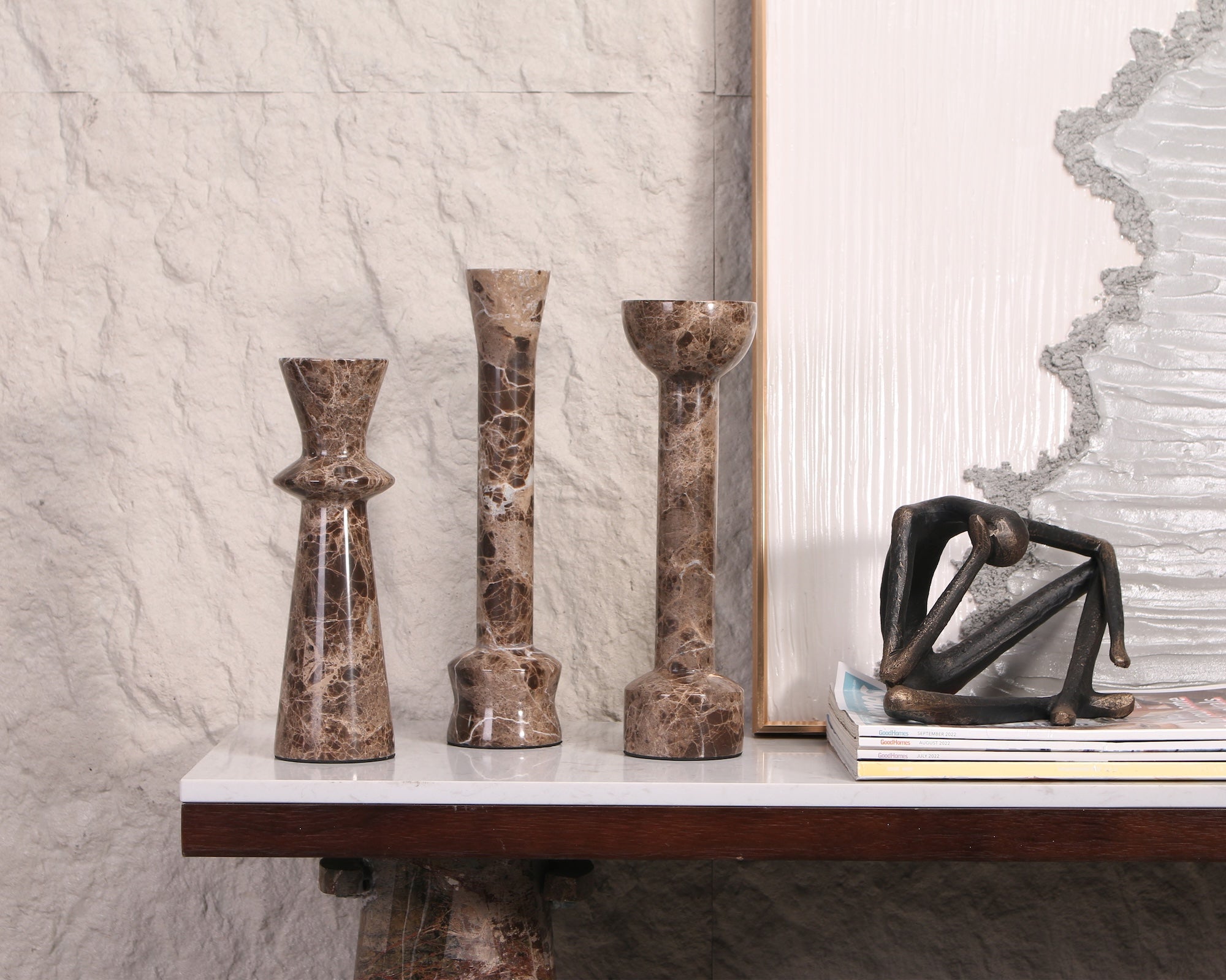 Liang & Eimil Melora Candle Holder – Dark Brown Marble