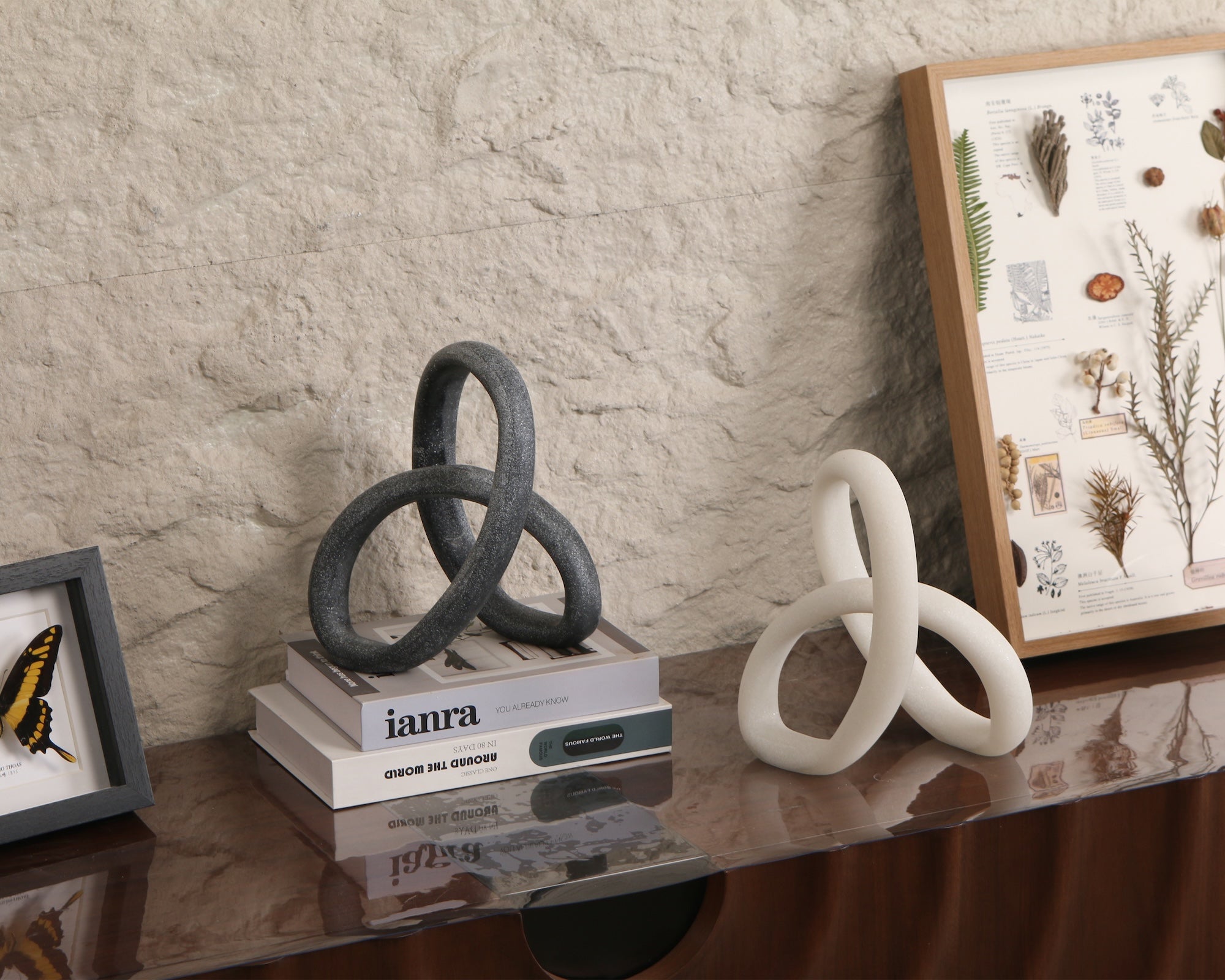 Liang & Eimil Loop Sculpture - Matte Black Marble Effect
