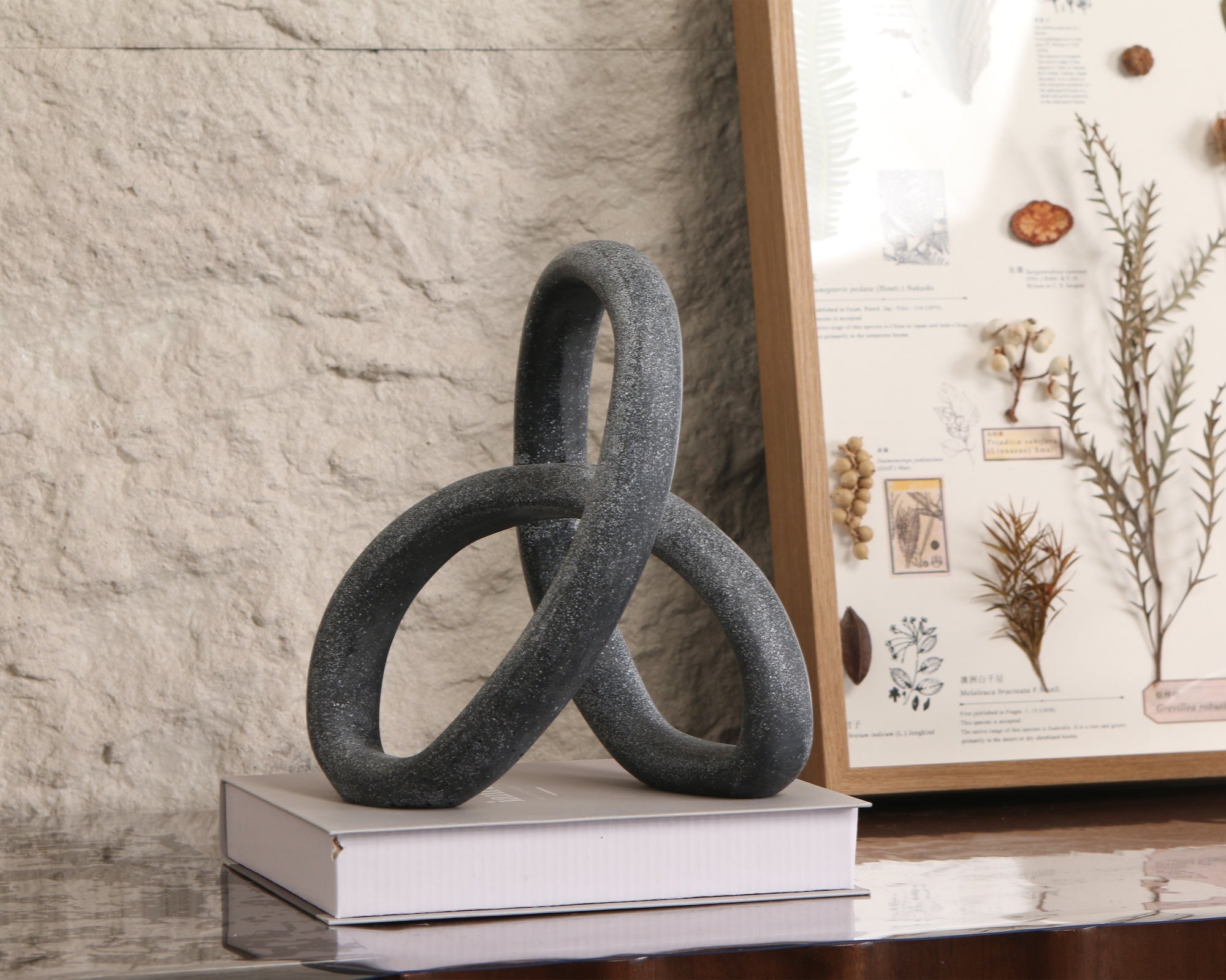 Liang & Eimil Loop Sculpture - Matte Black Marble Effect