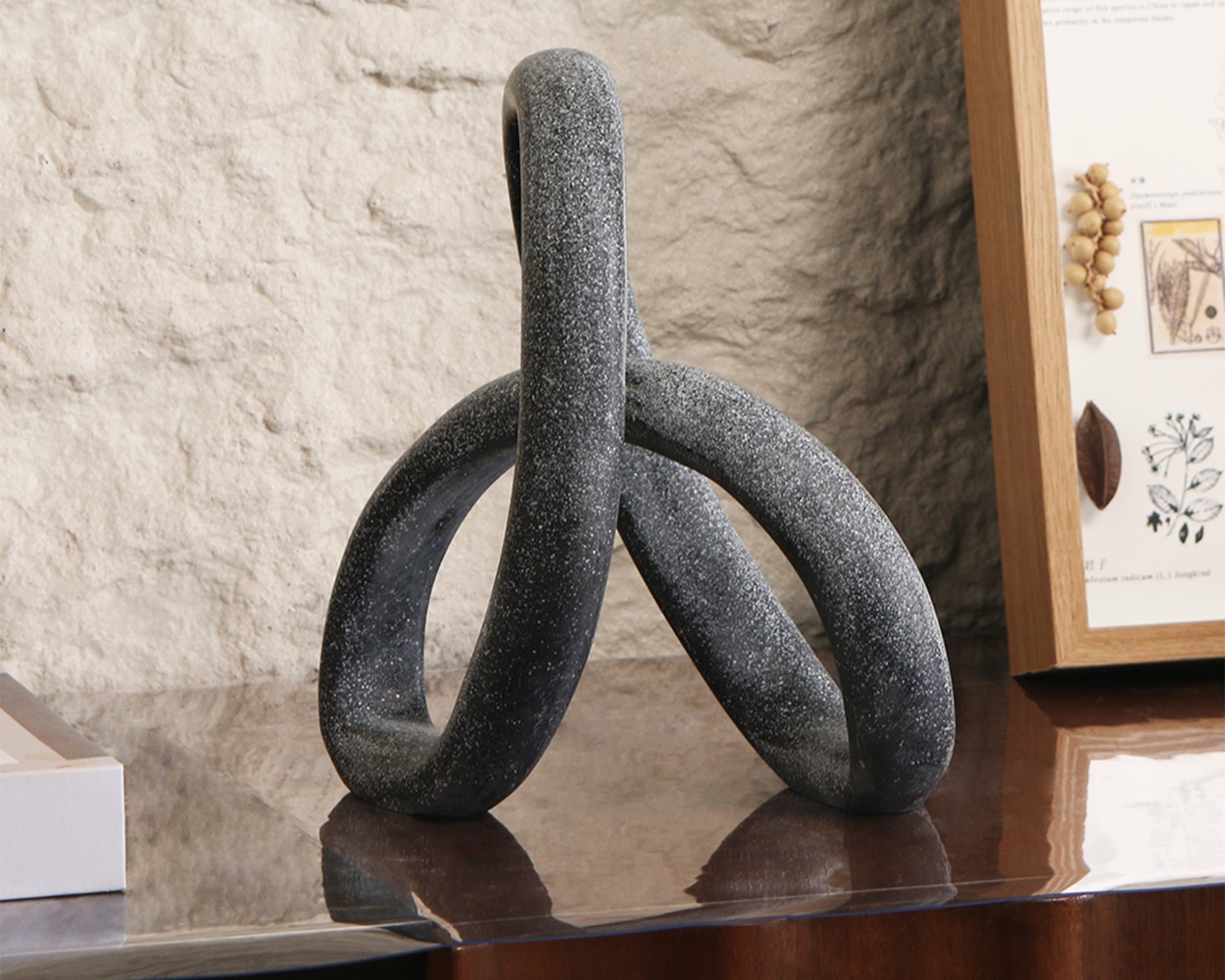 Liang & Eimil Loop Sculpture - Matte Black Marble Effect