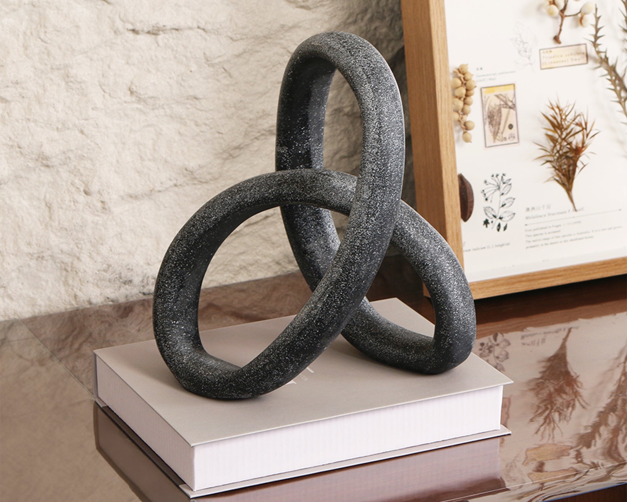 Liang & Eimil Loop Sculpture - Matte Black Marble Effect