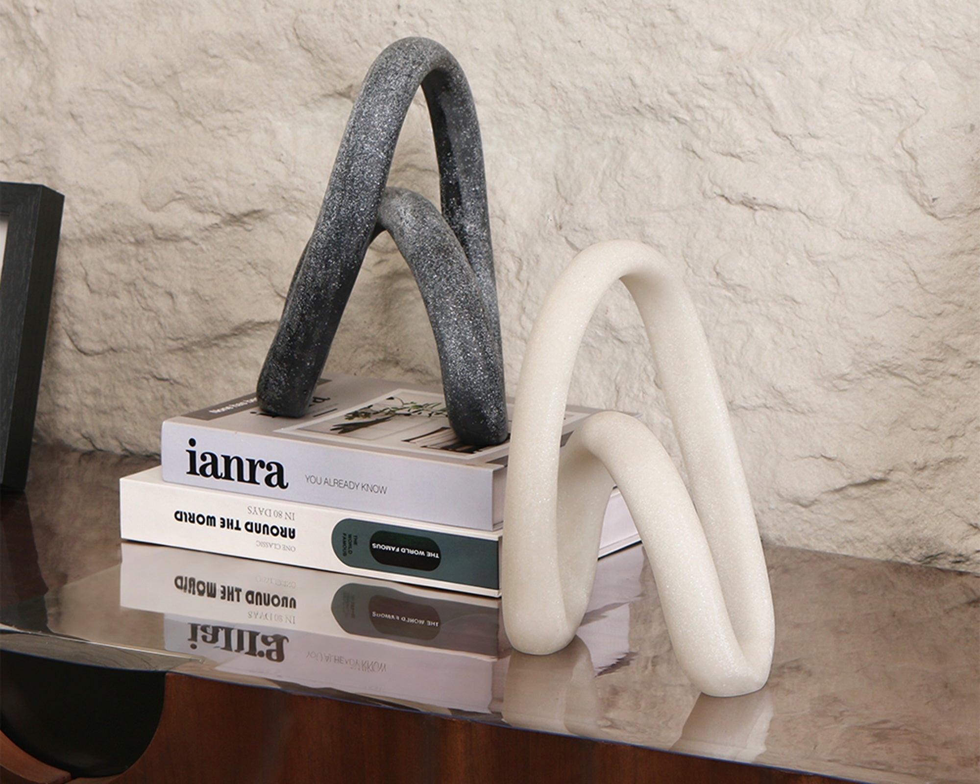 Liang & Eimil Loop Sculpture - Matte Black Marble Effect