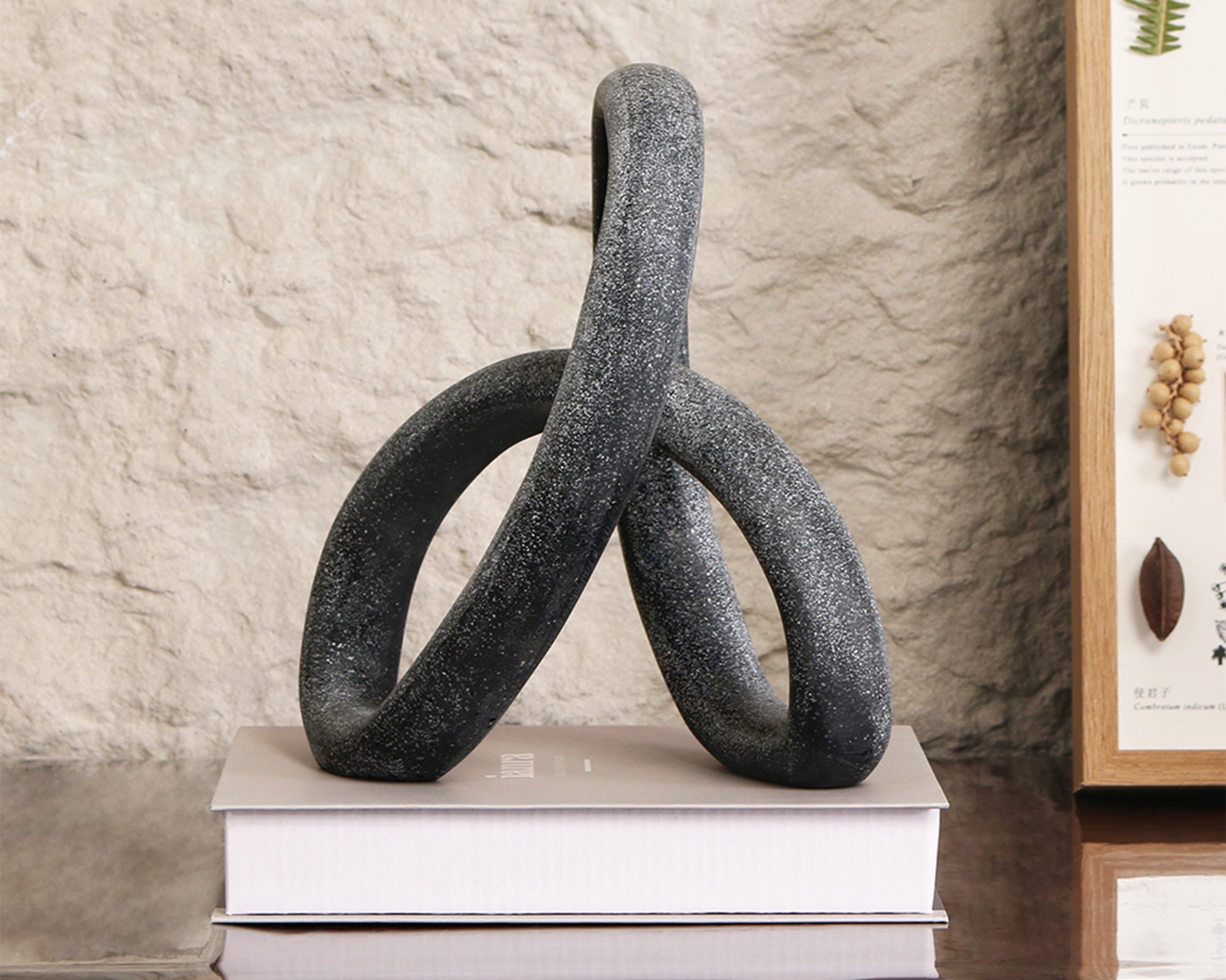 Liang & Eimil Loop Sculpture - Matte Black Marble Effect